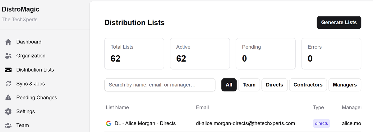 DistroMagic.io Automated email distribution lists